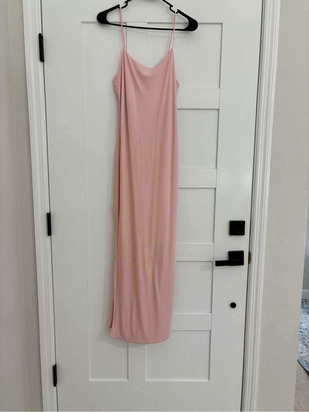 Classic Pink Slip Maxi Dress with Spaghetti Straps